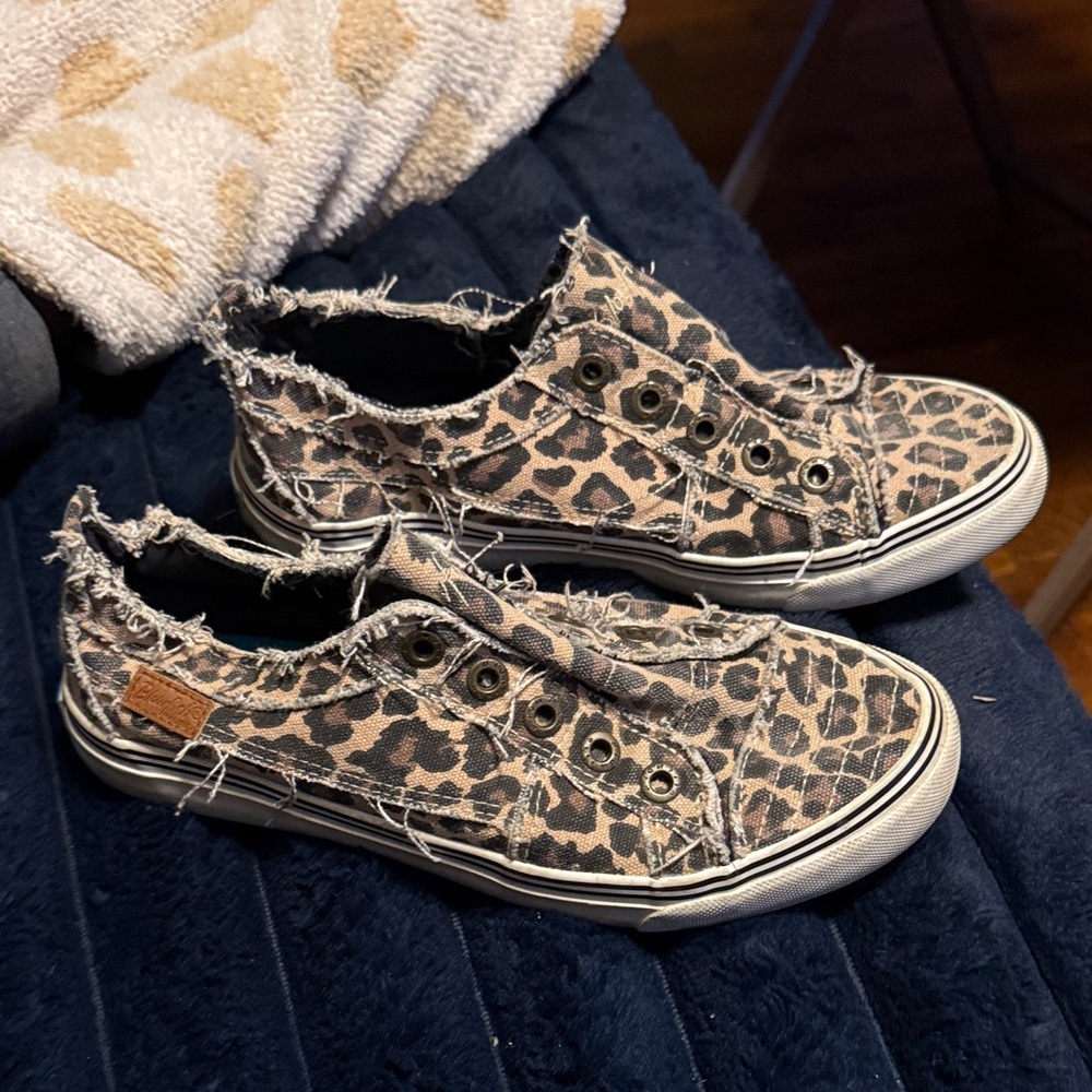 Leopard Print Frayed Women's Sneakers